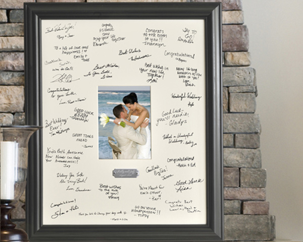 Black signature mat frame for a bridal shower or wedding gift.