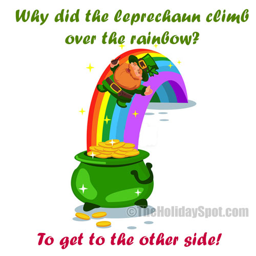 St. Patrick's Day Joke on leprechaun and rainbow