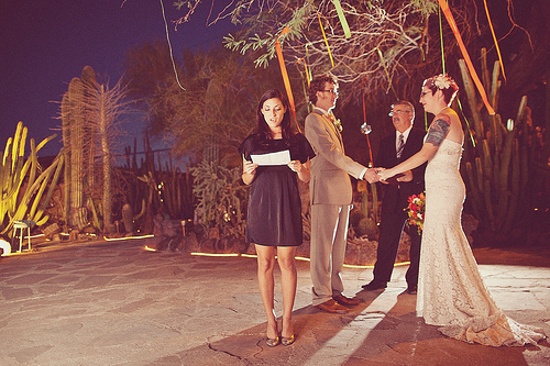 A reading at Heather & Ben's wedding. Photo by One Love Photo