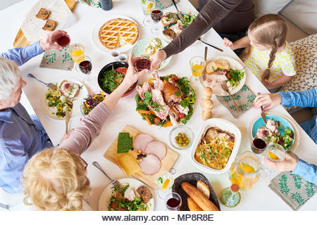 Above View of Family Dinner - Stock Image