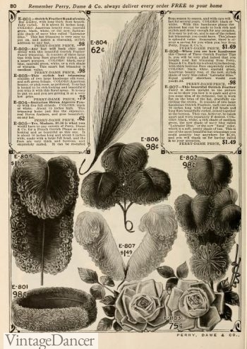 1915 hat feathers and flowers