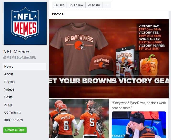 NFL Memes facebook