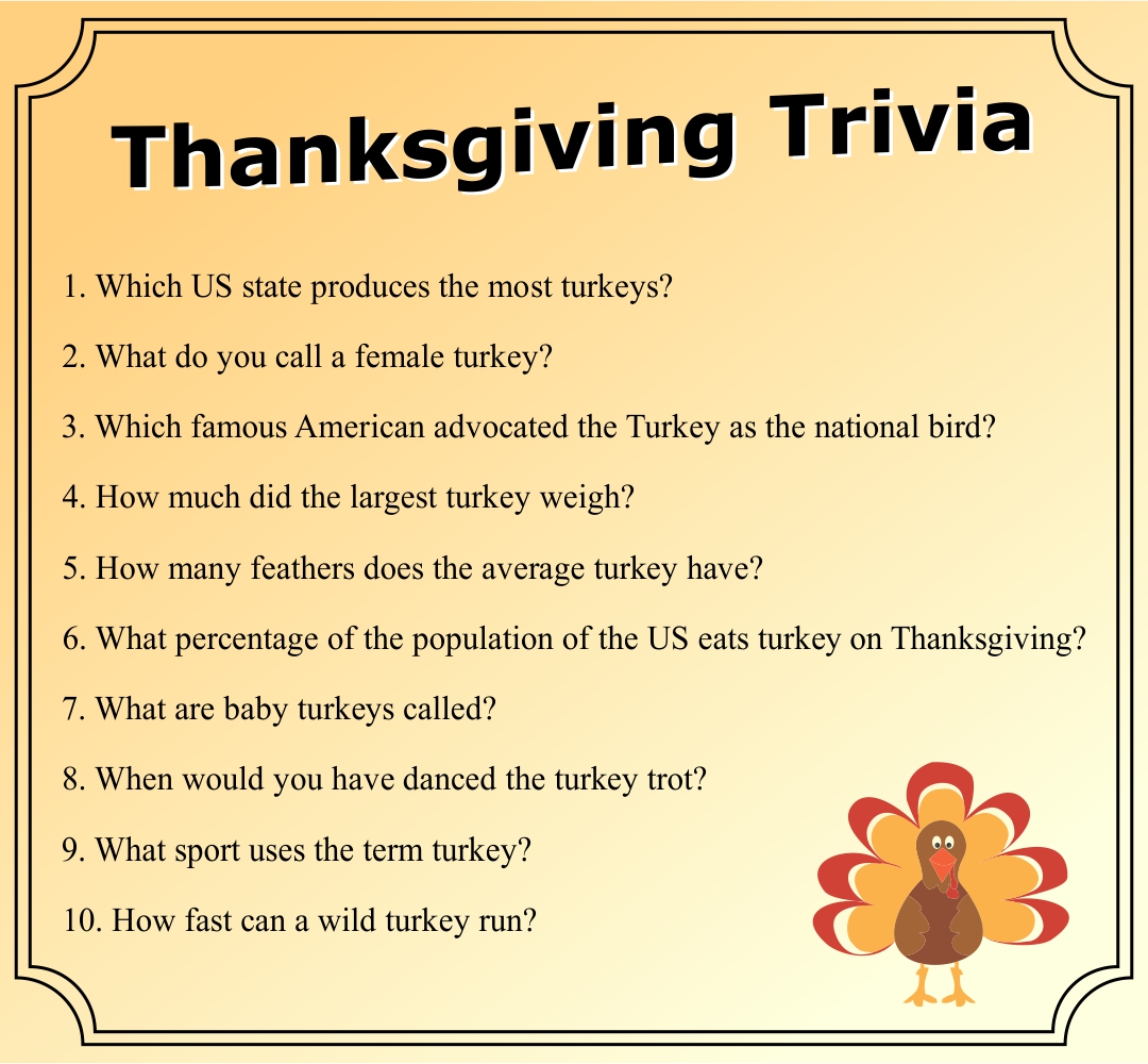 7 Best Free Printable Thanksgiving Trivia Quiz World Celebrat Daily
