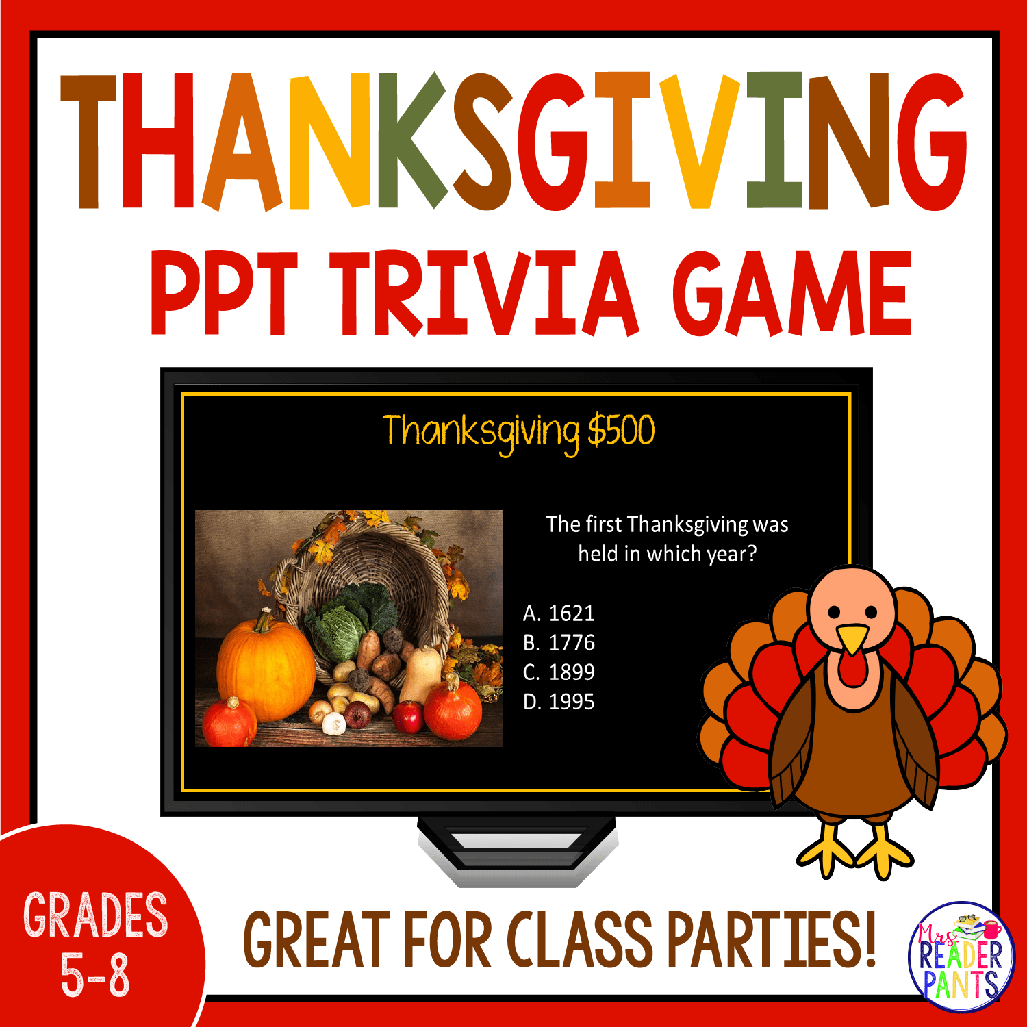 Thanksgiving Trivia Game - Mrs. ReaderPants