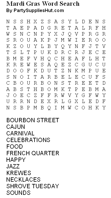 Free Printable Mardi Gras Puzzles