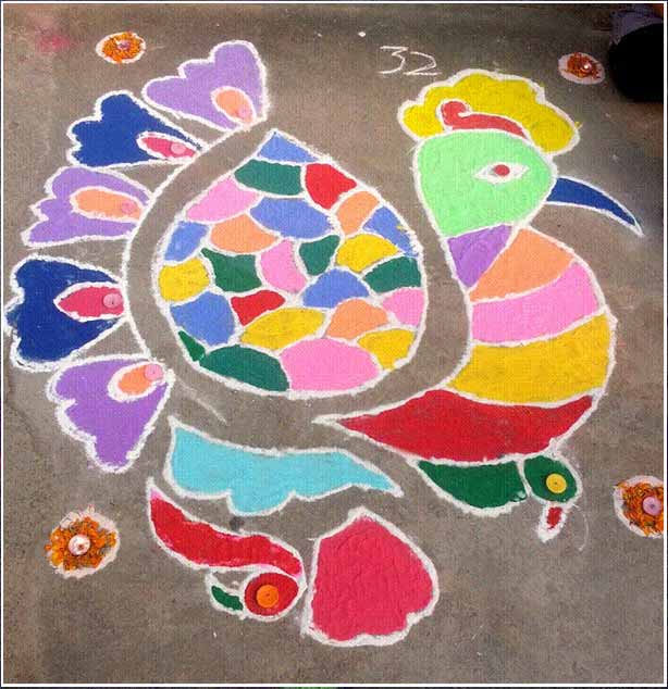 Peacock Rangoli Design