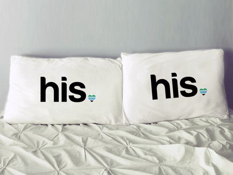 Etsy his and his pillows gay wedding gift ideas