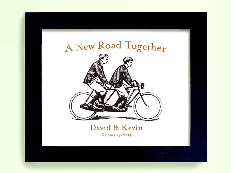 Etsy framed bike print gay lesbian wedding gift ideas