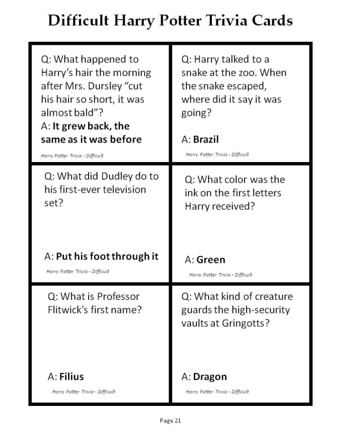 180 Printable Trivia Questions For Harry Potter And The Sorcerer S Stone Hobbylark World Celebrat Daily Celebrations Ideas Holidays Festivals