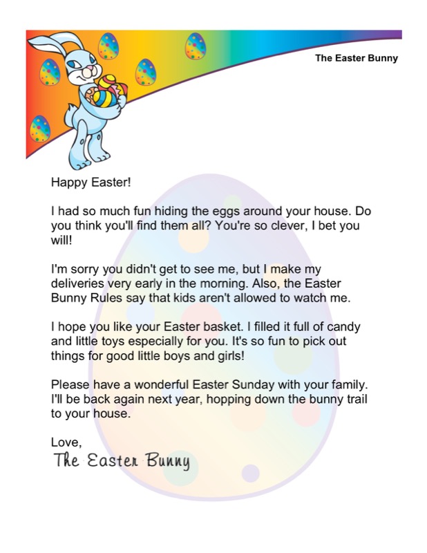 Easter Morning Letter from the Easter Bunny