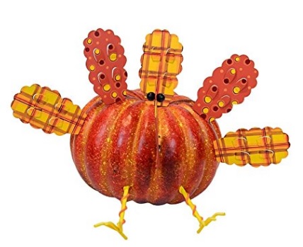 Thanksgiving decoration.. make a pumpkin into a turkey