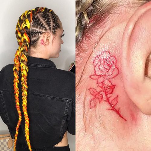 Tattoo Trends : 22 Beautiful red butterfly tattoo behind ear - World