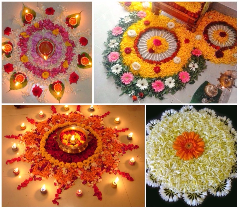 12 Easy Flower Rangolis That You Should Try This Diwali