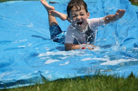 diy water slide tarp garden hose