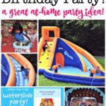 A waterslide birthday party is a great summer birthday party idea! This post includes a free printable invitation, thank you note, and favor tag and shows you exactly how we did it!