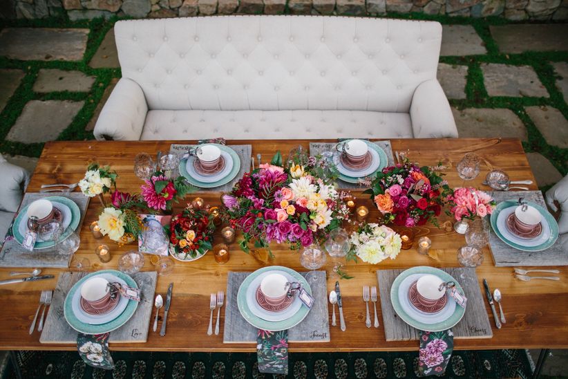 Eagle eye view of outdoor tablescape 
