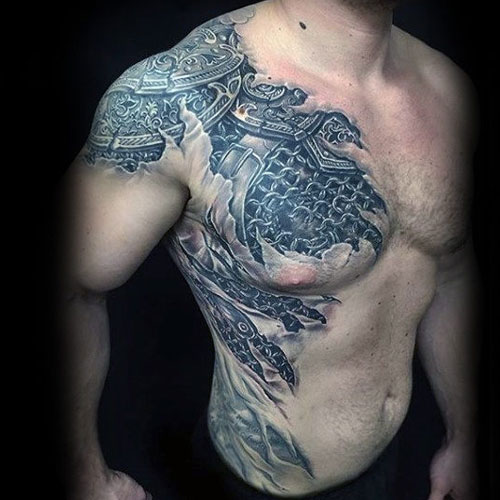 tattoo designs for men chest and shoulder