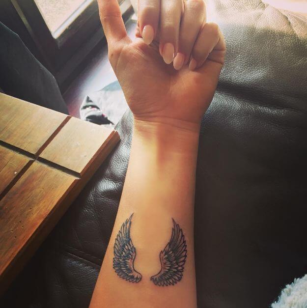 angel wing tattoos for females on wrist