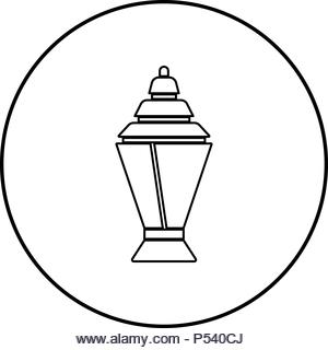 Ramadan kareem lantern or fanous icon black color in circle round outline - Stock Image