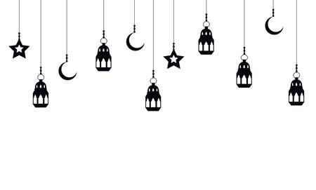 Ramadan Mubarak. Islamic Greeting Cards for Muslim Holidays. Vector Illustration EPS10 - Stock Image