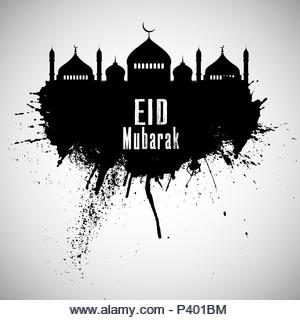 Grunge style Eid Mubarak background - Stock Image