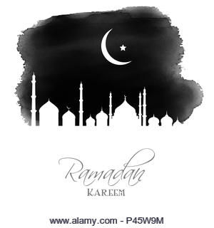 Ramadan background with a watercolor effect - Stock Image