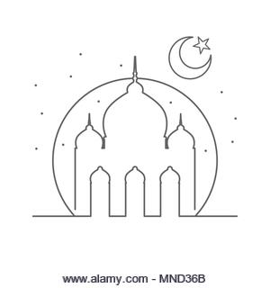 Islamic Mosque Outline Illustration Vector Symbol Graphic Logo Design - Stock Image