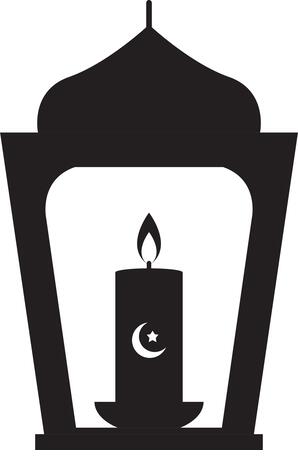traditional ramadan lantern icon over white background, line style, vector illustration - Stock Image