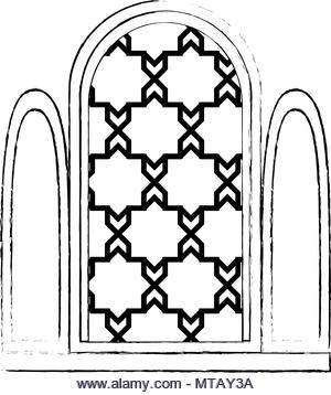 window of temple icon - Stock Image