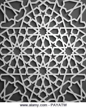 Islamic ornament vector , persian motiff . 3d ramadan islamic round pattern elements . Geometric circular ornamental arabic symbol vector . - Stock Image