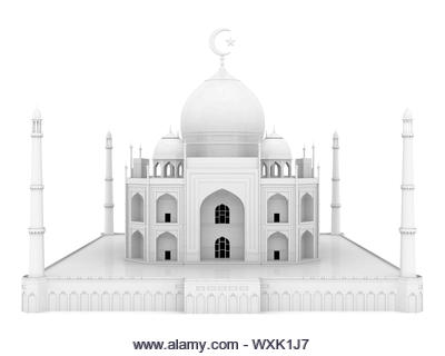 beautiful white mosque on the isolated background - Stock Image