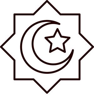 eid mubarak islamic religious ornament moon star line style icon vector illustration - Stock Image