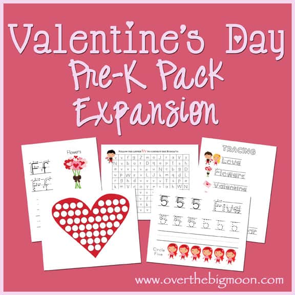 Valentine's Day Learning Worksheets EXPANSION pack! Perfect for 4 and 5 year olds! From overthebigmoon.com!