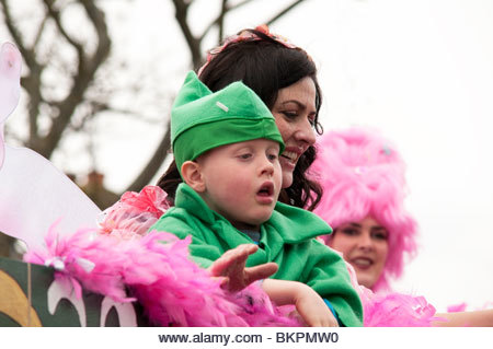 Having fun at the Saint Patrick's Day Parade in Skerries, County Dublin, Ireland 2010 - Stock Image