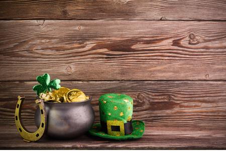 Green st. Patrick day background. Holiday greeting card. Saint patrick day. - Stock Image