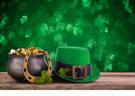Green st. Patrick day background. Holiday greeting card. Saint patrick day. - Stock Image