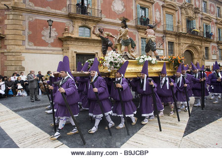 spain Murcia Easter Passion Week Semana Santa believers procession series destination sight belief religion christianity - Stock Image