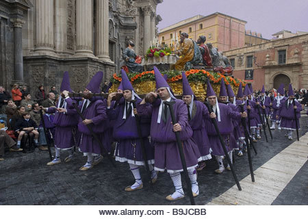 spain Murcia Easter Passion Week Semana Santa believers procession series destination sight belief religion christianity - Stock Image
