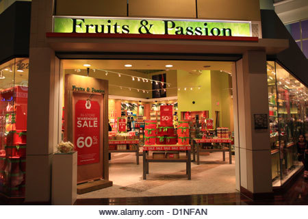 Fruits & Passion store in Vaughan Mills Mall during Boxing week sale in Toronto, Canada - Stock Image
