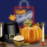 HD colorful wallpaper with glowing Happy Thanksgiving wish