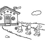 Bunnies Delivering Easter Eggs Coloring Page