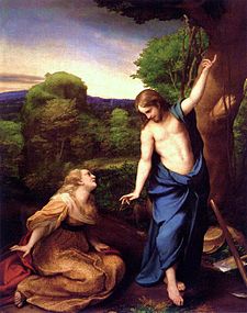 Resurrected Jesus and Mary Magdalene, by Antonio da Correggio, 1543