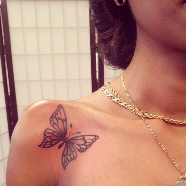 butterfly tattoos on shoulder for women