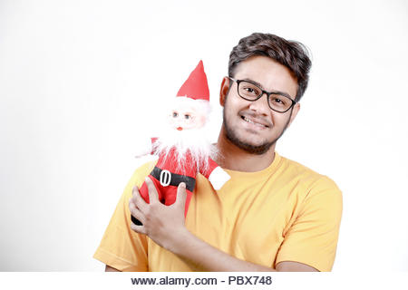 young  indian model with santa - Stock Image