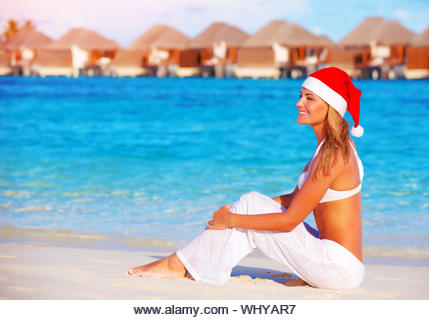 Christmas celebration on Maldive island - Stock Image