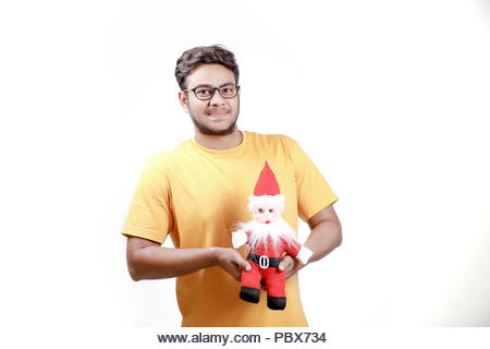 young  indian model with santa - Stock Image