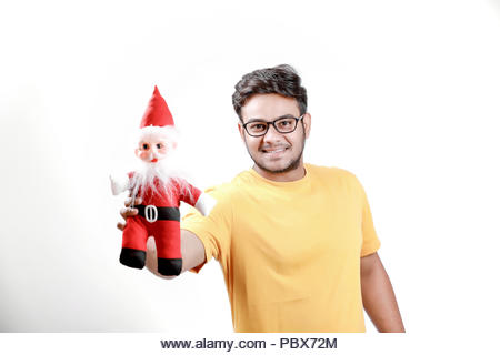 young  indian model with santa - Stock Image