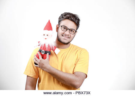 young  indian model with santa - Stock Image