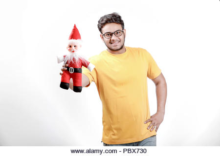 young  indian model with santa - Stock Image