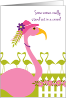 For a Friend on Mother‡s Day Fun Pink Flamingo Wearing a Hat card